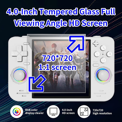 RF40H Retro Handheld Game Console, 4.0 Inch 720X720 IPS Screen, Built-In 18,000+ Classic Game, Portable Hand Held Open Source Linux System, 4000Mah Battery Retro Gaming Console (Black 64GB) (Balck)