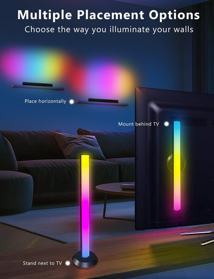 Smart LED Light Bar,Rgbicww TV Light Bars for Room,Gaming,Black | Remote and App Control,Color Changing,Timing,14 Inches TV Backlights with Scene and Music Modes,Multiple Placement Options
