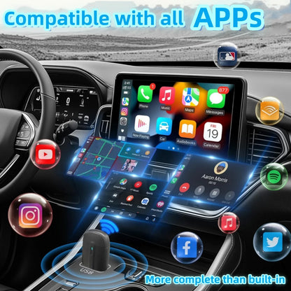 Dnxniaify New In-Car Wireless Carplay Adapter for Apple and Android Systems, Mini Size, Fast Connection, Super Strong Signal without Delay, Stable Control