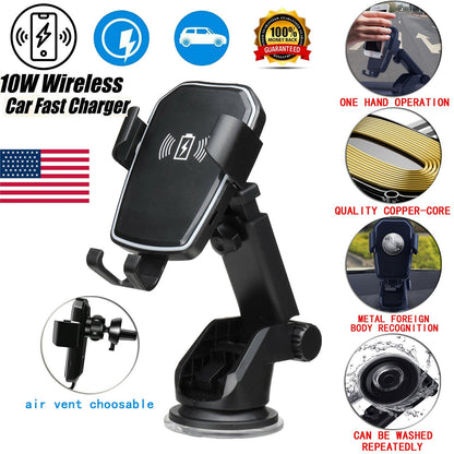 30W Fast Car Wireless Charger 2 in 1 Clamping Phone Holder Mount for Samsung
