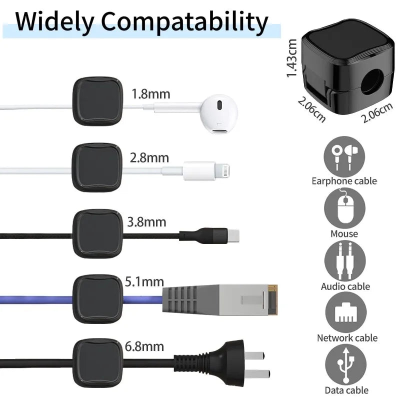 5/10 PCS Magnetic Cable Clips Cable Smooth Adjustable Cord Holder under Desk Cable Management Wire Keeper Cable Organizer Holder