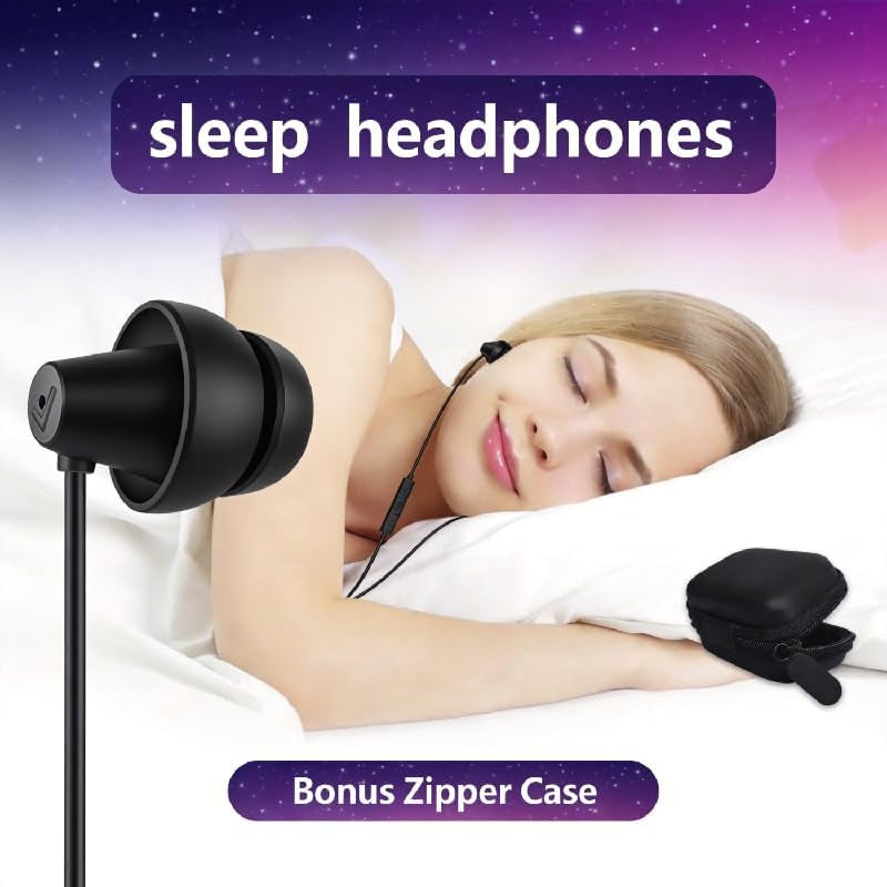 Soundproof Sleep Earbuds Headphones, Noise Isolating Soft Earphone for Sleeping, Nighttime, Insomnia, Side Sleeper, Snoring, Travel, Meditation & Relaxation (Black)