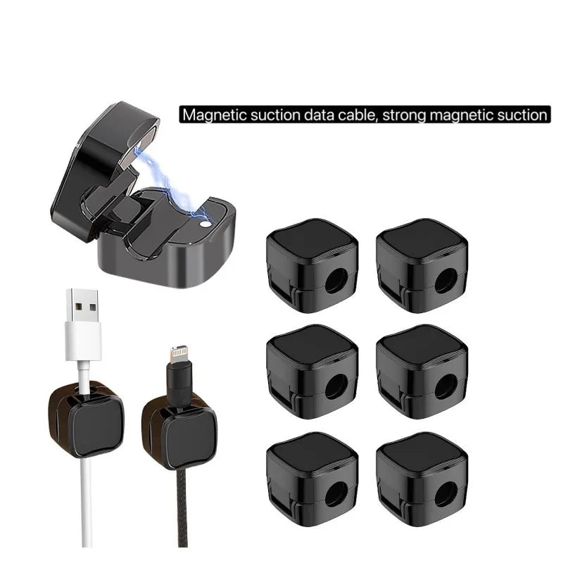 5/10 PCS Magnetic Cable Clips Cable Smooth Adjustable Cord Holder under Desk Cable Management Wire Keeper Cable Organizer Holder