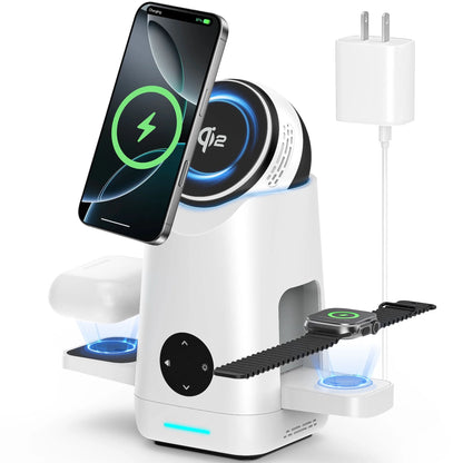 Foldable Qi2 15W Wireless Charger,3 in 1 Charging Station Compatible with Magsafe for Iphone12-16 Series & Samsung S6-S25 Series,Airpods4/3/2/Pro/Pro2 & Galaxy Buds Series,Apple Watch Ultra/Se