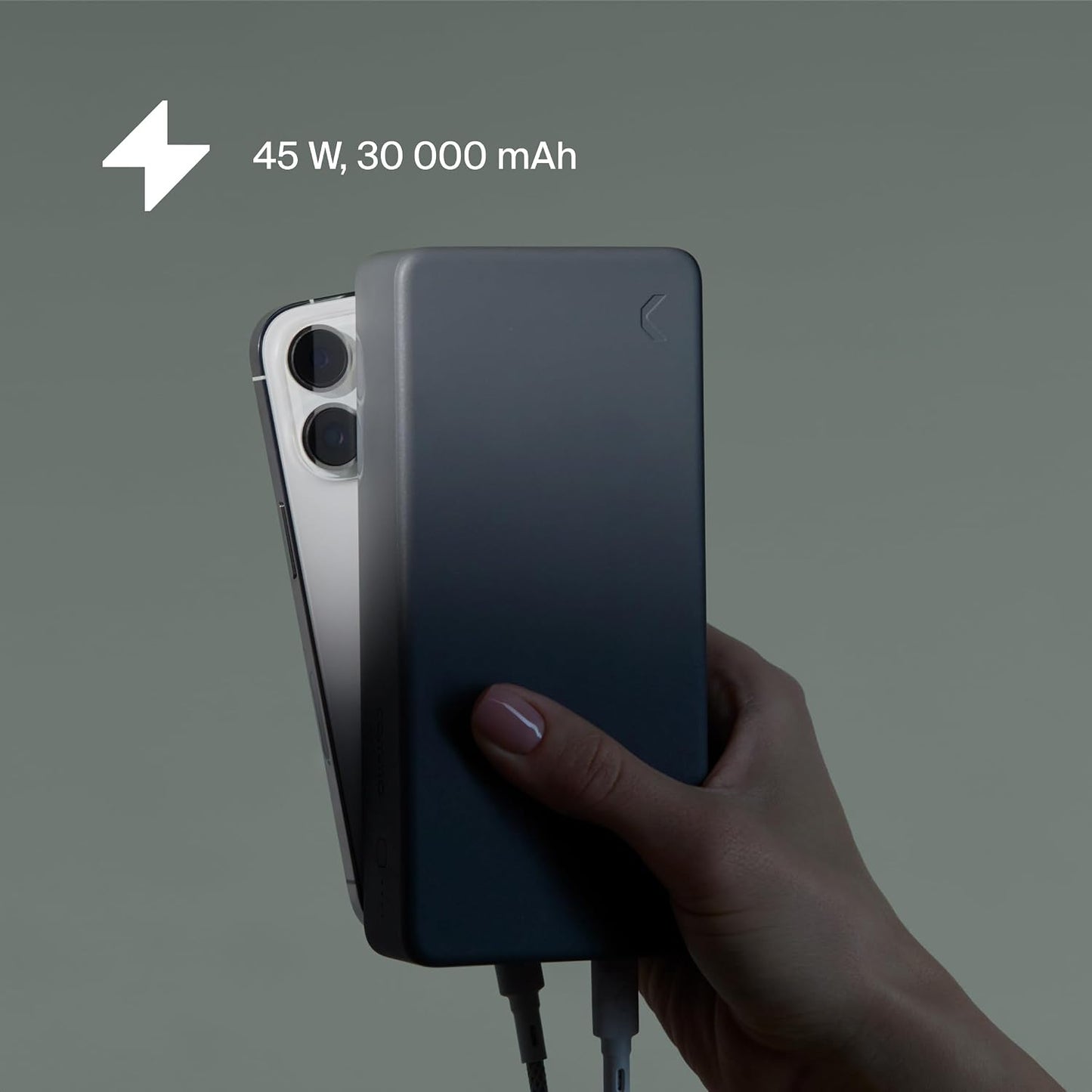 Portable Charger 30000Mah, Power Bank for Iphone, Samsung, Ipad & Laptops, 3 Ports (USB-A + 2× USB-C), Quick Charge & Power Delivery, up to 6 Phone Charges or 1 Laptop Charge, Graphite