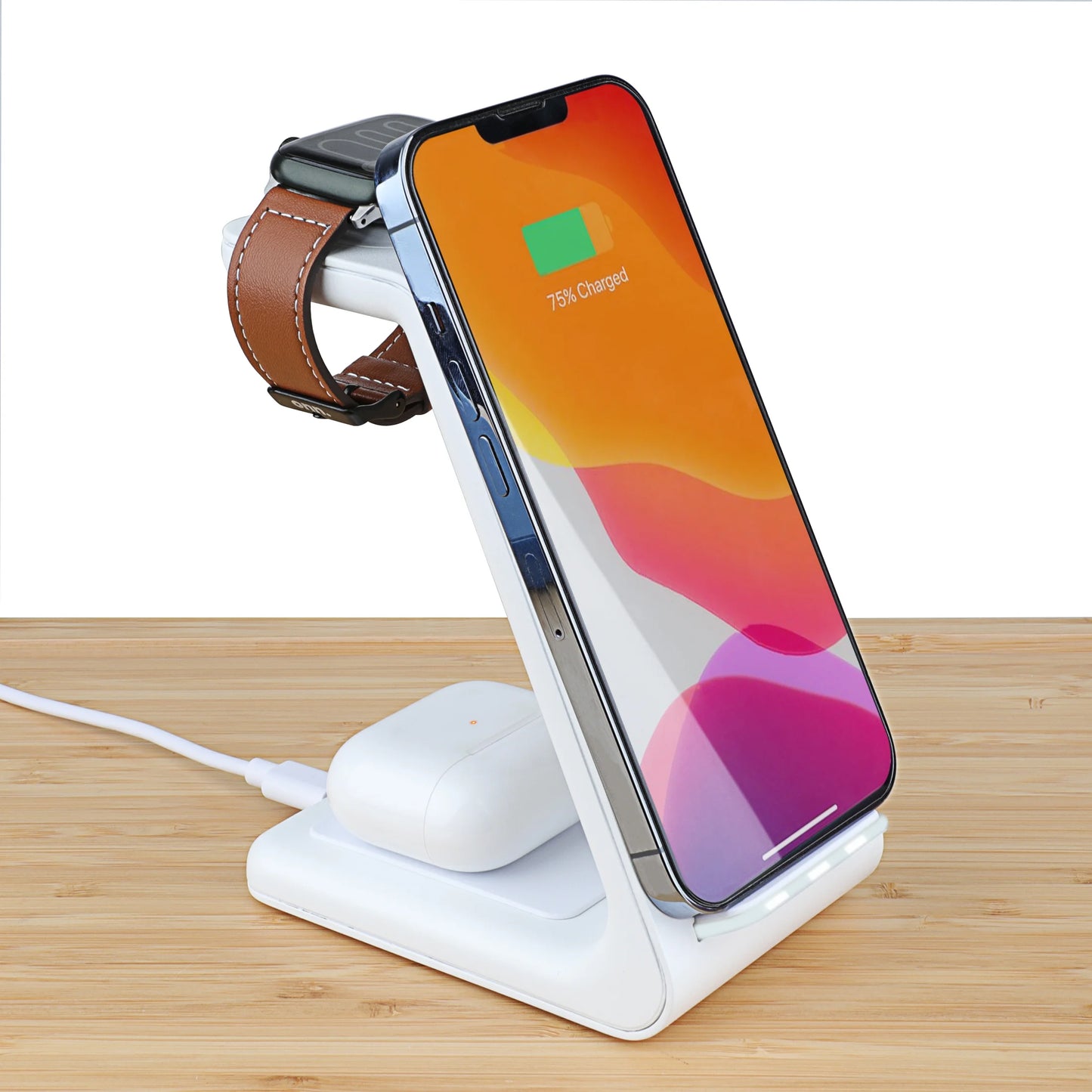 3-In-1 Wireless Charging Station for Iphone, Apple Watch, and Airpods, White