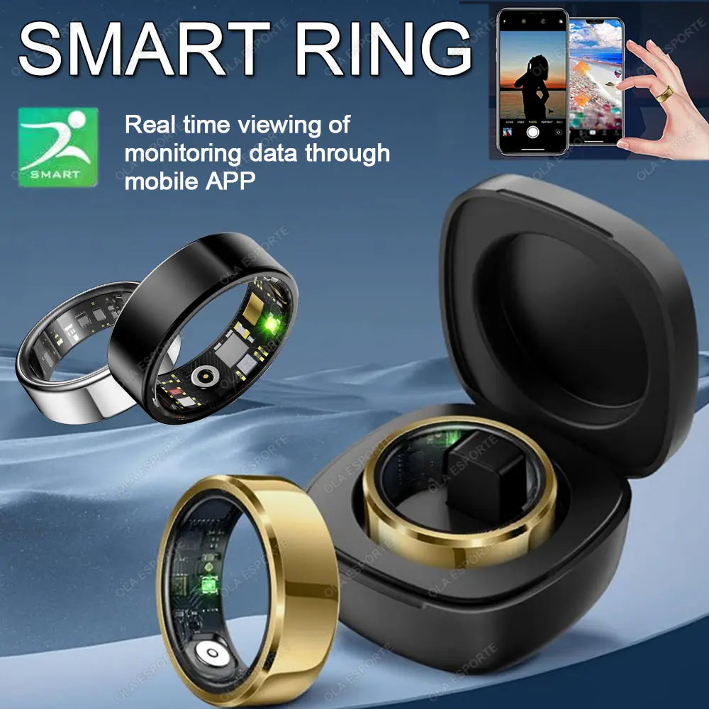 Men Women Smart Health Ring, IP68 Waterproof Heart Rate Blood Pressure Sleep Tracker