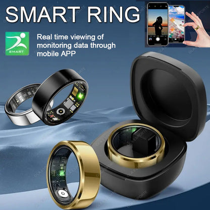 Men Women Smart Health Ring, IP68 Waterproof Heart Rate Blood Pressure Sleep Tracker