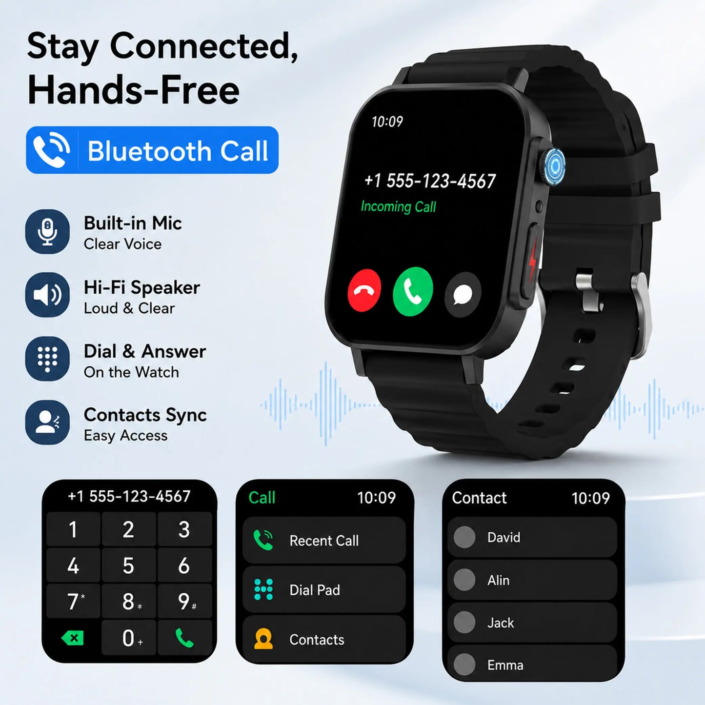 2.04" AMOLED Smart Watch – IP68 Waterproof, Bluetooth Calling, Fitness Tracker + Free Magnetic Mesh Steel Band