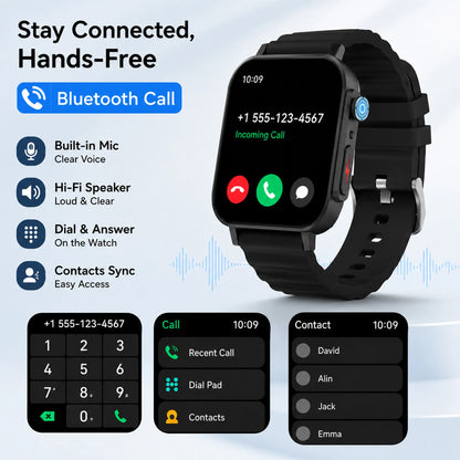 2.04" AMOLED Smart Watch – IP68 Waterproof, Bluetooth Calling, Fitness Tracker + Free Magnetic Mesh Steel Band