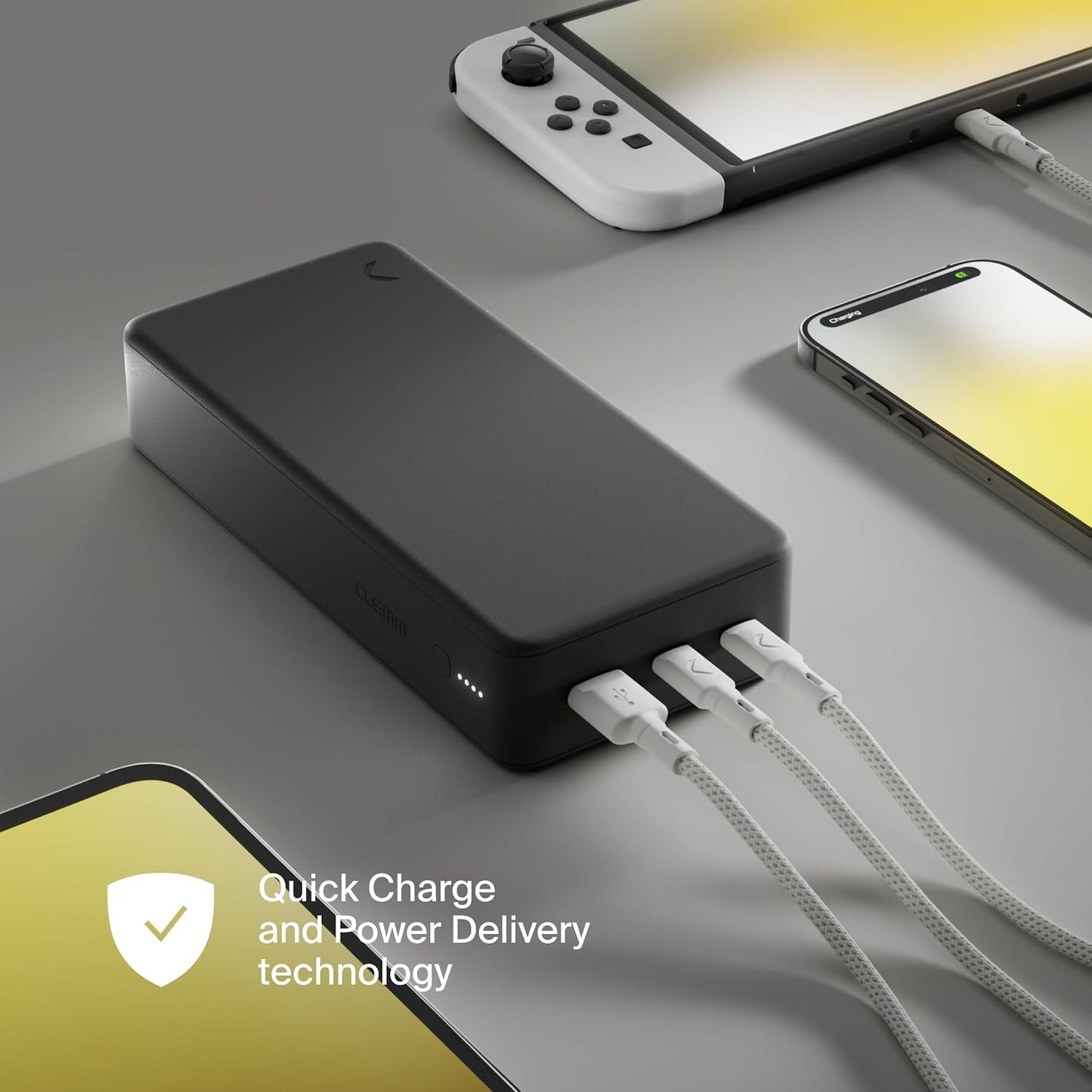 Portable Charger 30000Mah, Power Bank for Iphone, Samsung, Ipad & Laptops, 3 Ports (USB-A + 2× USB-C), Quick Charge & Power Delivery, up to 6 Phone Charges or 1 Laptop Charge, Graphite