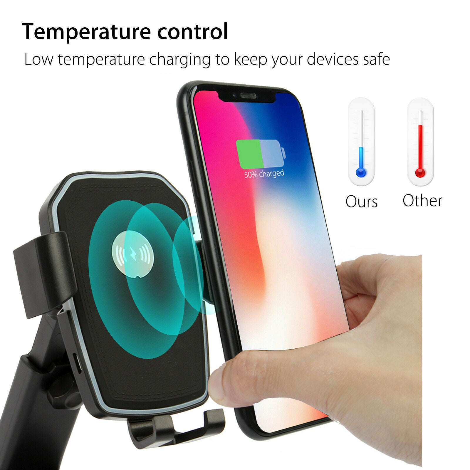 30W Fast Car Wireless Charger 2 in 1 Clamping Phone Holder Mount for Samsung