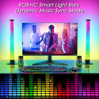 360° Smart Light Bar, RGB Light Bars, Crystal Ambient Mood Light, Backlight | 16 Million Colors 213 Preset & 8 Scene Modes, Music Sound Sync, 3 Modes Control RGB & IC Light Bar for Tv/Monitor/Gaming/Room