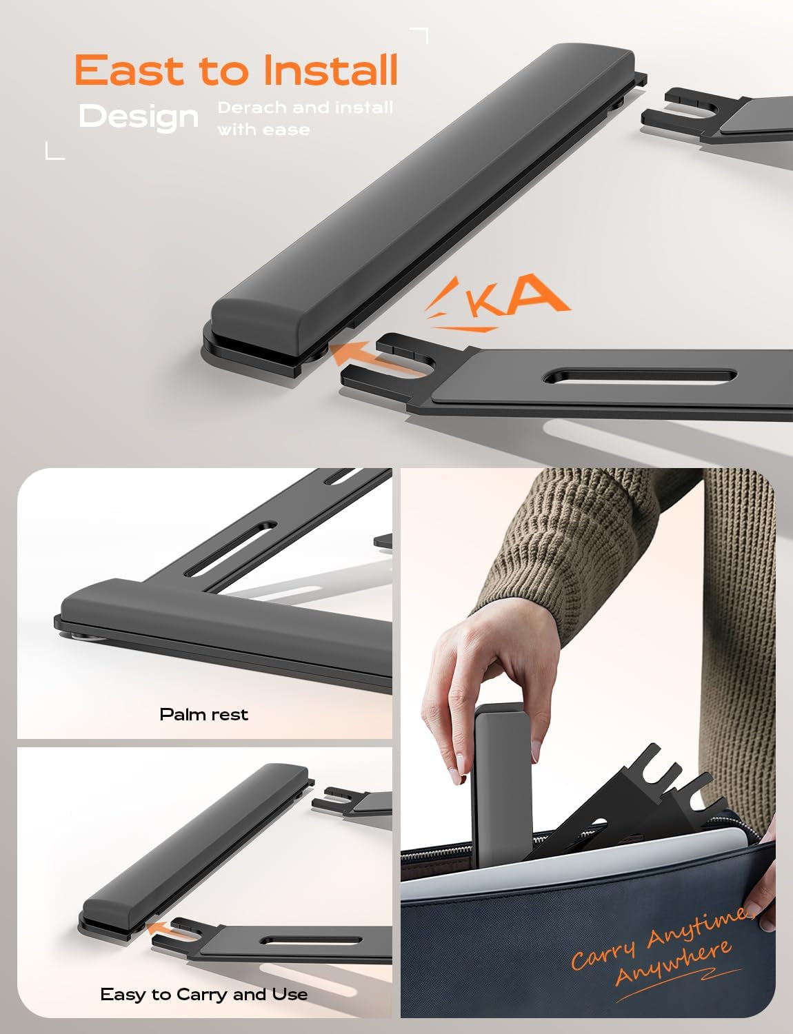 Laptop Stand for Desk, Aluminum Laptop Riser Holder with Wrist Support | Removable Notebook Stand Ventilated Cooling Computer Riser Ergonomic Lectern Mount Compatible with 10-17” Laptops