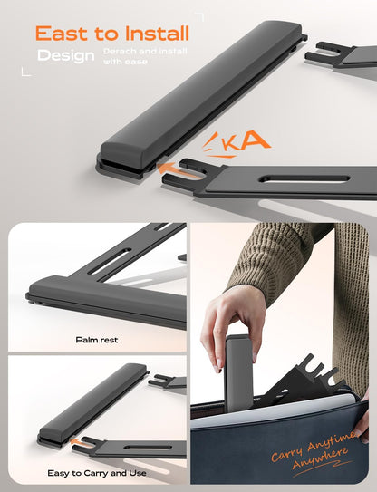 Laptop Stand for Desk, Aluminum Laptop Riser Holder with Wrist Support | Removable Notebook Stand Ventilated Cooling Computer Riser Ergonomic Lectern Mount Compatible with 10-17” Laptops