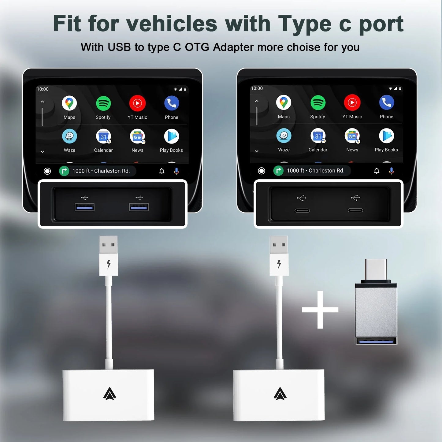 Android Auto Wireless Adapter Plug and Play Car Dongle for Factory Wired Android Auto in All Cars - Low Latency and Easy to Install