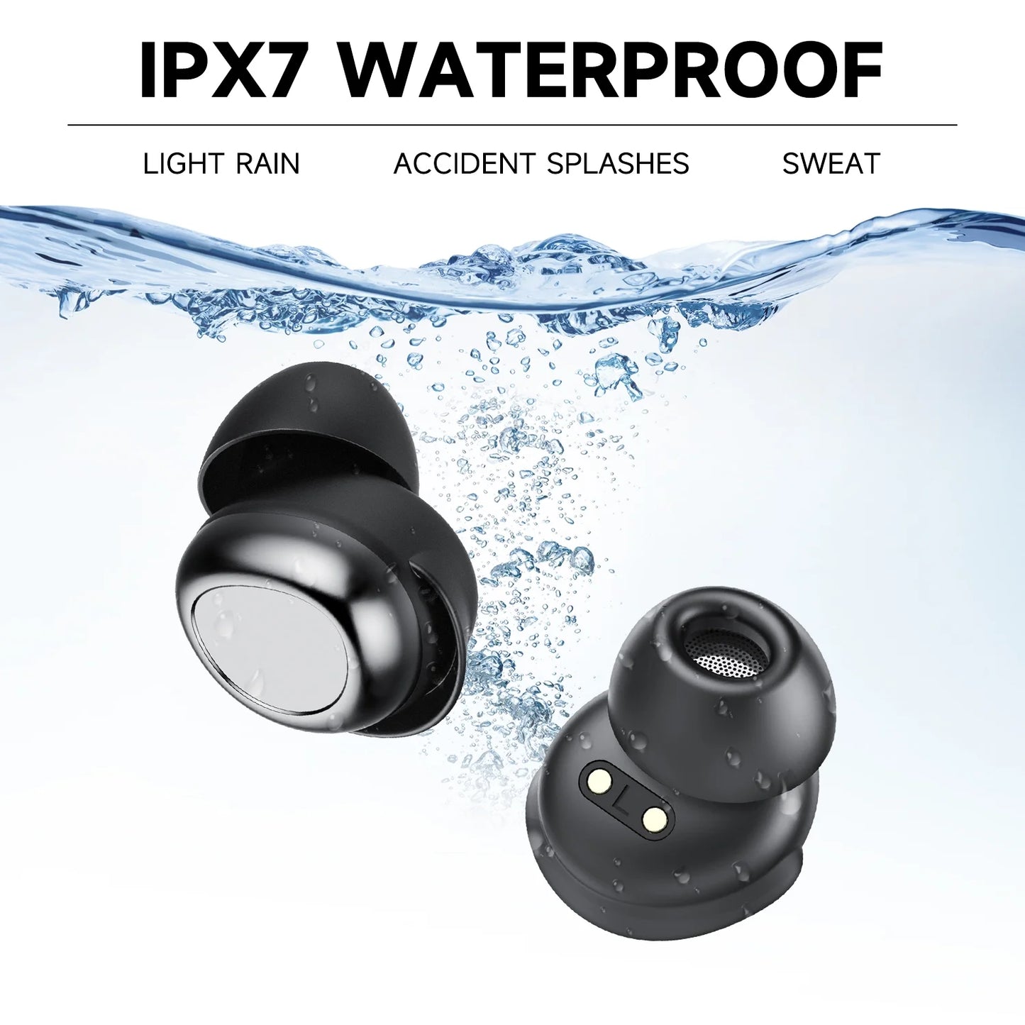 Sleep Ear Buds, Bluetooth 5.4 Ultra-Mini Sleep Earbuds for Side Sleepers, Hi-Fi Stereo 3D Bass Noise Cancelling Wireless Headphones, 53H Playtime with IP7 Waterproof LED Earphones, USB C