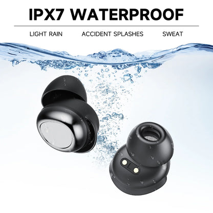 Sleep Ear Buds, Bluetooth 5.4 Ultra-Mini Sleep Earbuds for Side Sleepers, Hi-Fi Stereo 3D Bass Noise Cancelling Wireless Headphones, 53H Playtime with IP7 Waterproof LED Earphones, USB C