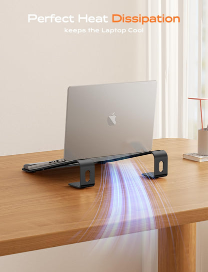 Laptop Stand for Desk, Aluminum Laptop Riser Holder with Wrist Support | Removable Notebook Stand Ventilated Cooling Computer Riser Ergonomic Lectern Mount Compatible with 10-17” Laptops