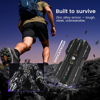 Transformers Megatron Official Bluetooth 5.4 Headphones, Wireless Earbuds with ENC Noise Cancelling Mic | Durable Alloy Earbud Case | Immersive Soundfor Gaming & Commute | Black