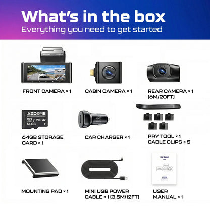 M550 3 Channel Dash Cam, 4K+2.5K Dual Dash Camera for Cars Built-In Wifi GPS, 1440P+1080P Front and Rear Inside, 64GB Card Included, 3.19" IPS Screen, WDR, IR Night Vision, Parking Mode