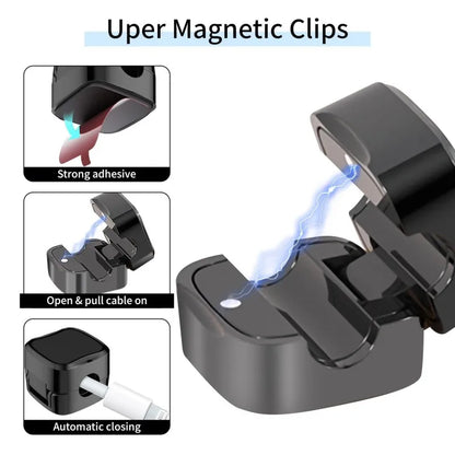 5/10 PCS Magnetic Cable Clips Cable Smooth Adjustable Cord Holder under Desk Cable Management Wire Keeper Cable Organizer Holder