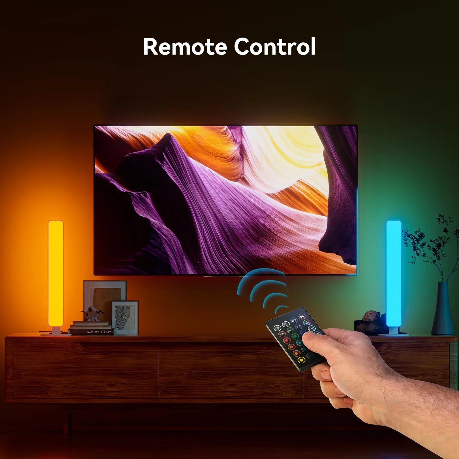 RGB Light Bar, Smart Music Sync RGBIC LED Lights Bars, USB Powered Ambient Lighting, Remote Control Color Changing Gaming TV Backlight, 15 Dynamic Modes for PC Room Monitor Desk