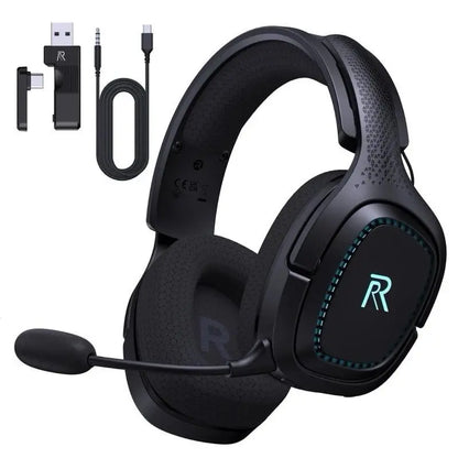 Captain 700 Pro Wireless Gaming Headset for PS5, PC, Xbox,Bluetooth 5.3 Headphones with Noise-Canceling Mic, 3D Surround Sound, RGB Light,White