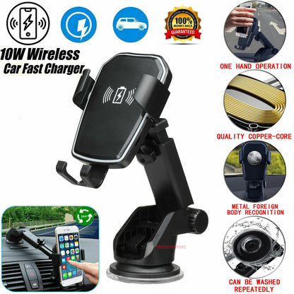 30W Fast Car Wireless Charger 2 in 1 Clamping Phone Holder Mount for Samsung