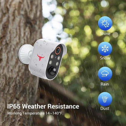 Wireless Security Camera with AI Human Detection, PIR Motion Detect, Night Vision Security Camera, 2-Way Talk, Cloud Storage Service, Rechargeable Battery Included, Wi-Fi Camera, Wireless Camera, Battery Camera for Home Security, IP Camera Outdoor, 2.4Ghz