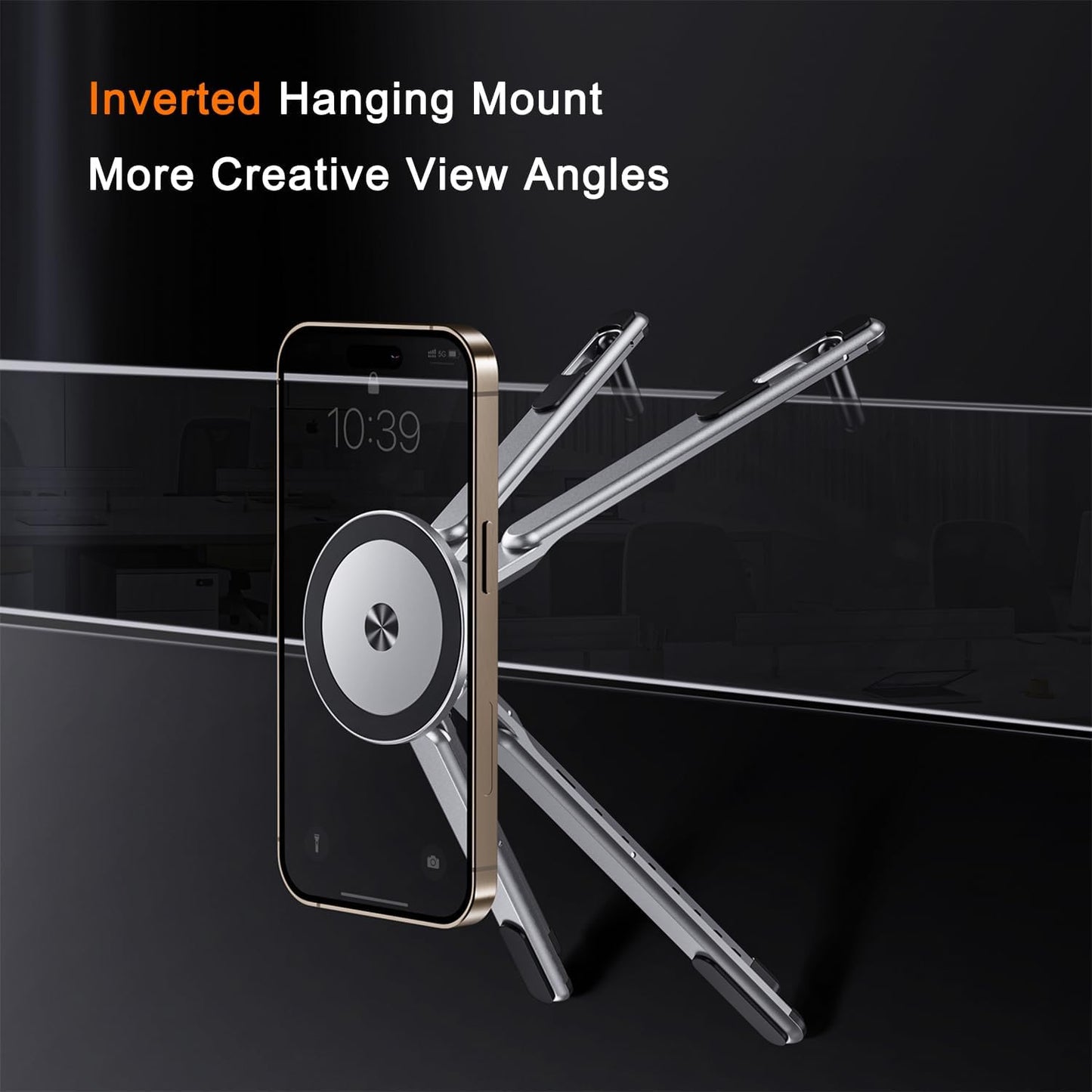 4-In-1 Foldable Laptop Stand, Portable Magnetic Phone Holder | N55 Magnets Magsafe Compatible, Pocket-Sized Tripod Handle for Macbook, Ipad, Travel & Vlog, Adjustable Ergonomic View Mount
