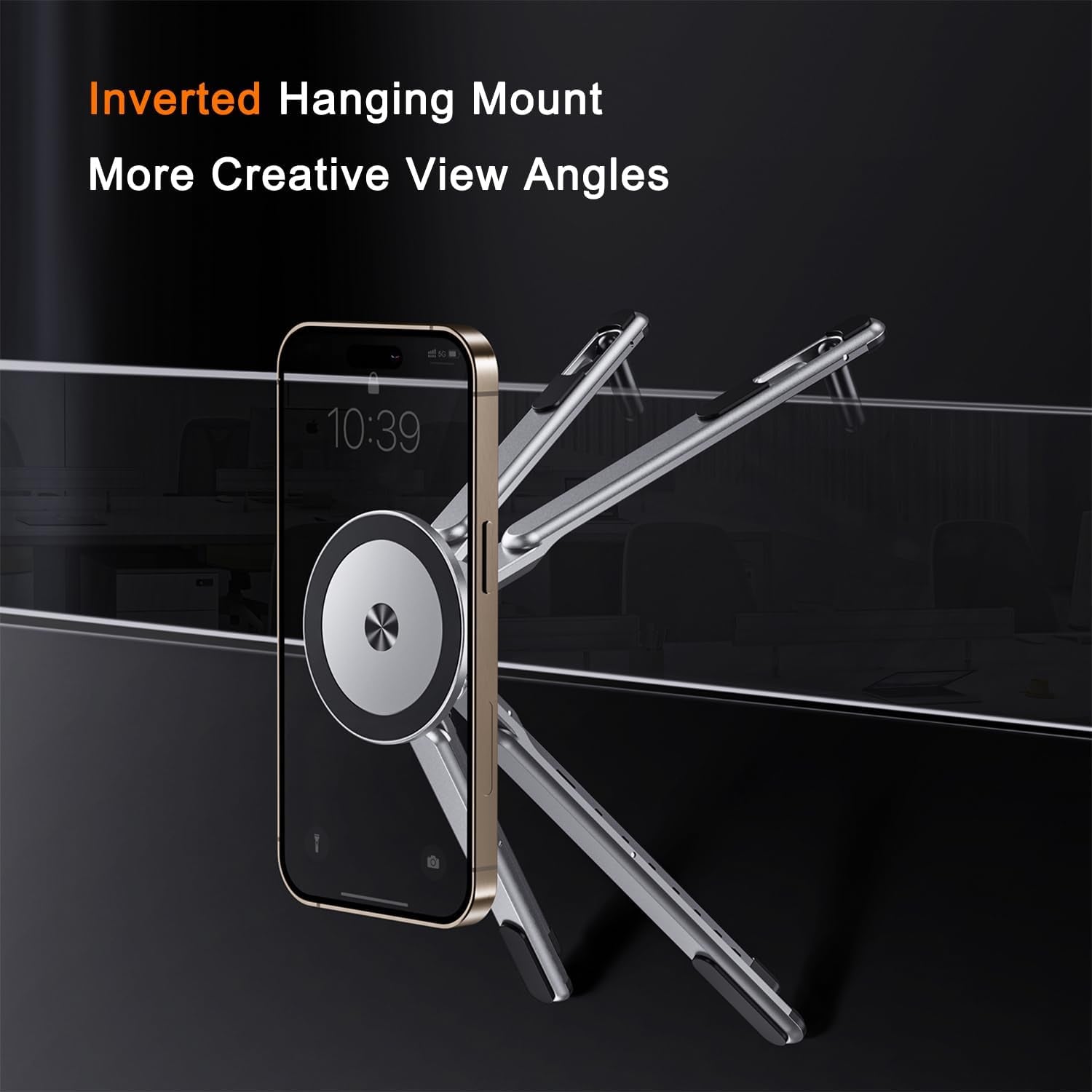 4-In-1 Foldable Laptop Stand, Portable Magnetic Phone Holder | N55 Magnets Magsafe Compatible, Pocket-Sized Tripod Handle for Macbook, Ipad, Travel & Vlog, Adjustable Ergonomic View Mount