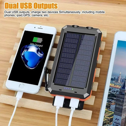 Waterproof Outdoor Solar Power Bank 30000Mah Dual USB Travel Outdoor Portable Mobile Phone Charger Solar Power Bank for Camping
