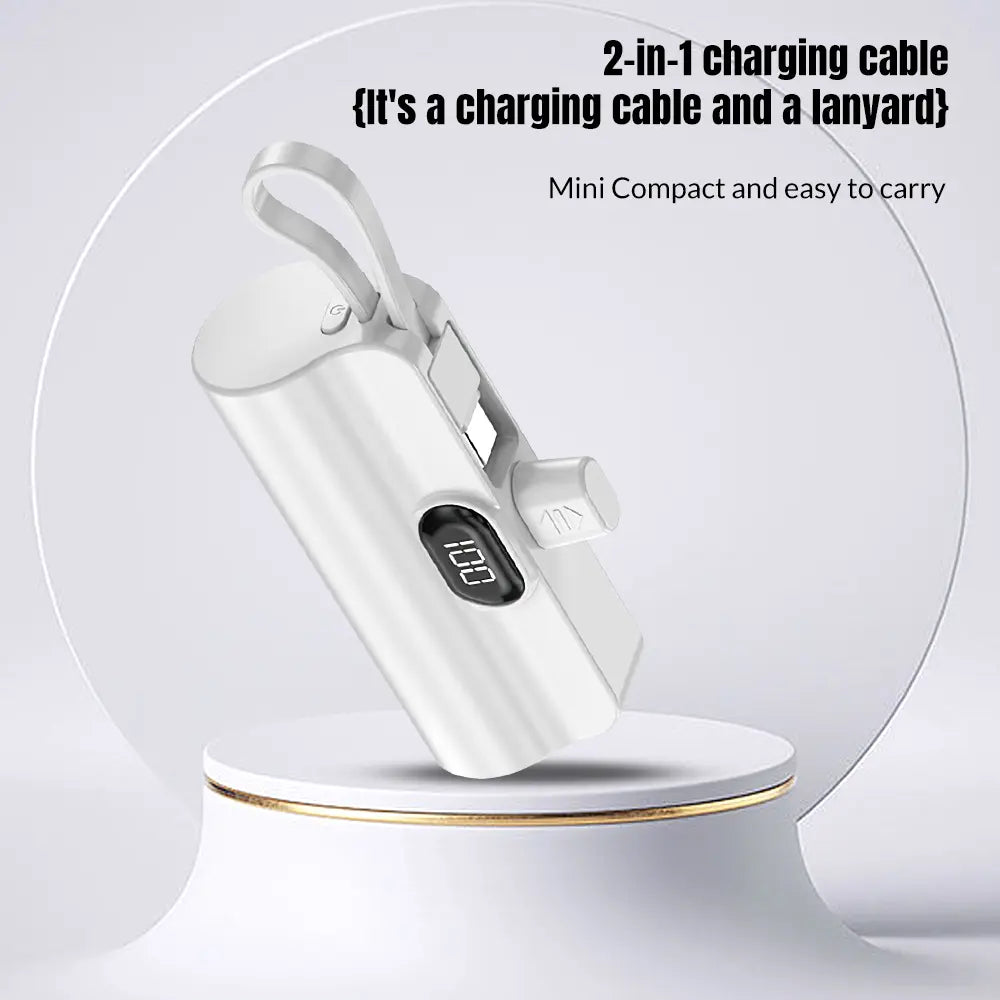 5000Mah Mini Portable Charger – USB-C & Lightning Fast Charging Power Bank with LCD Display, Compact Battery Pack for Phones