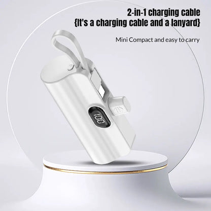 5000Mah Mini Portable Charger – USB-C & Lightning Fast Charging Power Bank with LCD Display, Compact Battery Pack for Phones