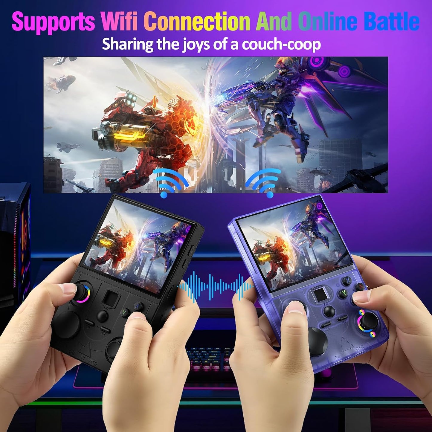 DC35V Retro Handheld Game Console, 3.5 Inch HD IPS Screen (Black)