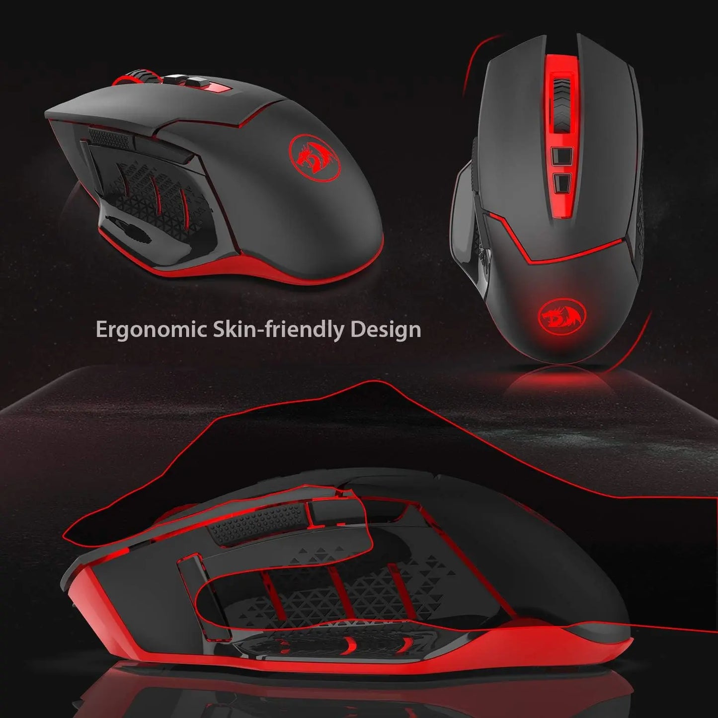 Redragon M690-1 Wireless Gaming Mouse - Black, 8 Buttons (2 Side Buttons), 2400 DPI with DPI Shifting, Ergonomic Design, PC Accessories, Computer Peripherals, Cool Gifts for Guys, Boy Gifts, Gamer Stuff