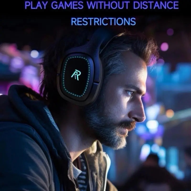 Captain 700 Pro Wireless Gaming Headset for PS5, PC, Xbox,Bluetooth 5.3 Headphones with Noise-Canceling Mic, 3D Surround Sound, RGB Light,White