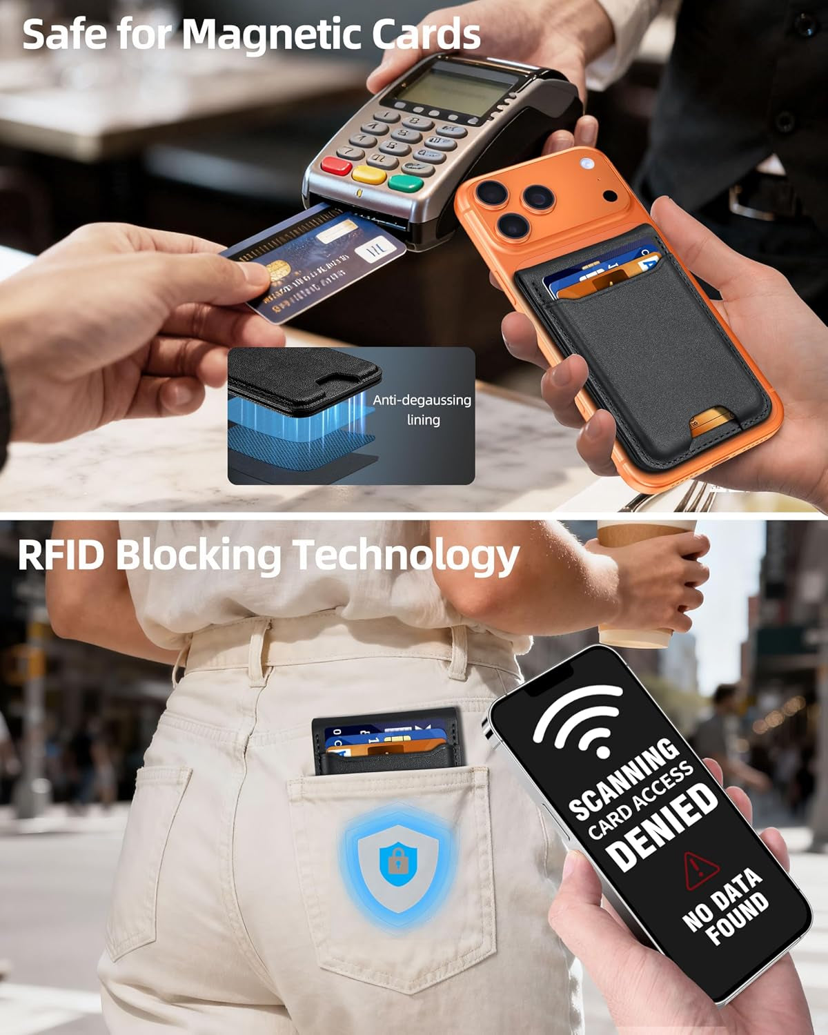 For Magsafe Wallet with Money Clip, 5 Card Holder with Stand | Strongest Magnetic Wallet for Iphone 17/16/15/14/13/12 Series, ID Window, RFID Blocking, Not for 13/12 Mini, Black