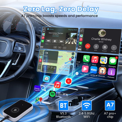 2 in 1 Wireless Carplay Adapter Upgraded, Wireless Carplay & Android Auto Adapter Converts Factory Wired Carplay to Wireless, Plug and Play Car Play Wireless Adapter, Compatible /Android