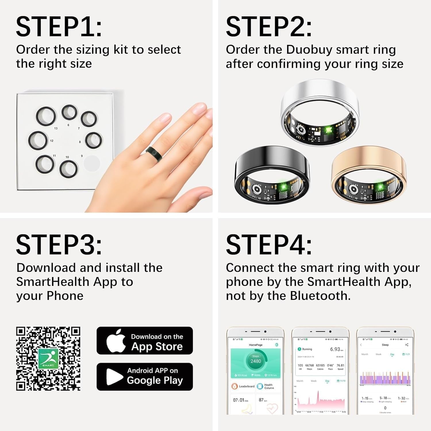 Smart Rings for Women Men, Fitness Ring with Heart Rate, Blood Oxygen, HRV, Stress, Sleep Tracker, Step Tracker, No Subscription Fee, Lp68 Waterproof Smart Ring for Iphone & Android (Black 13#)
