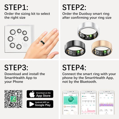 Smart Rings for Women Men, Fitness Ring with Heart Rate, Blood Oxygen, HRV, Stress, Sleep Tracker, Step Tracker, No Subscription Fee, Lp68 Waterproof Smart Ring for Iphone & Android (Black 13#)