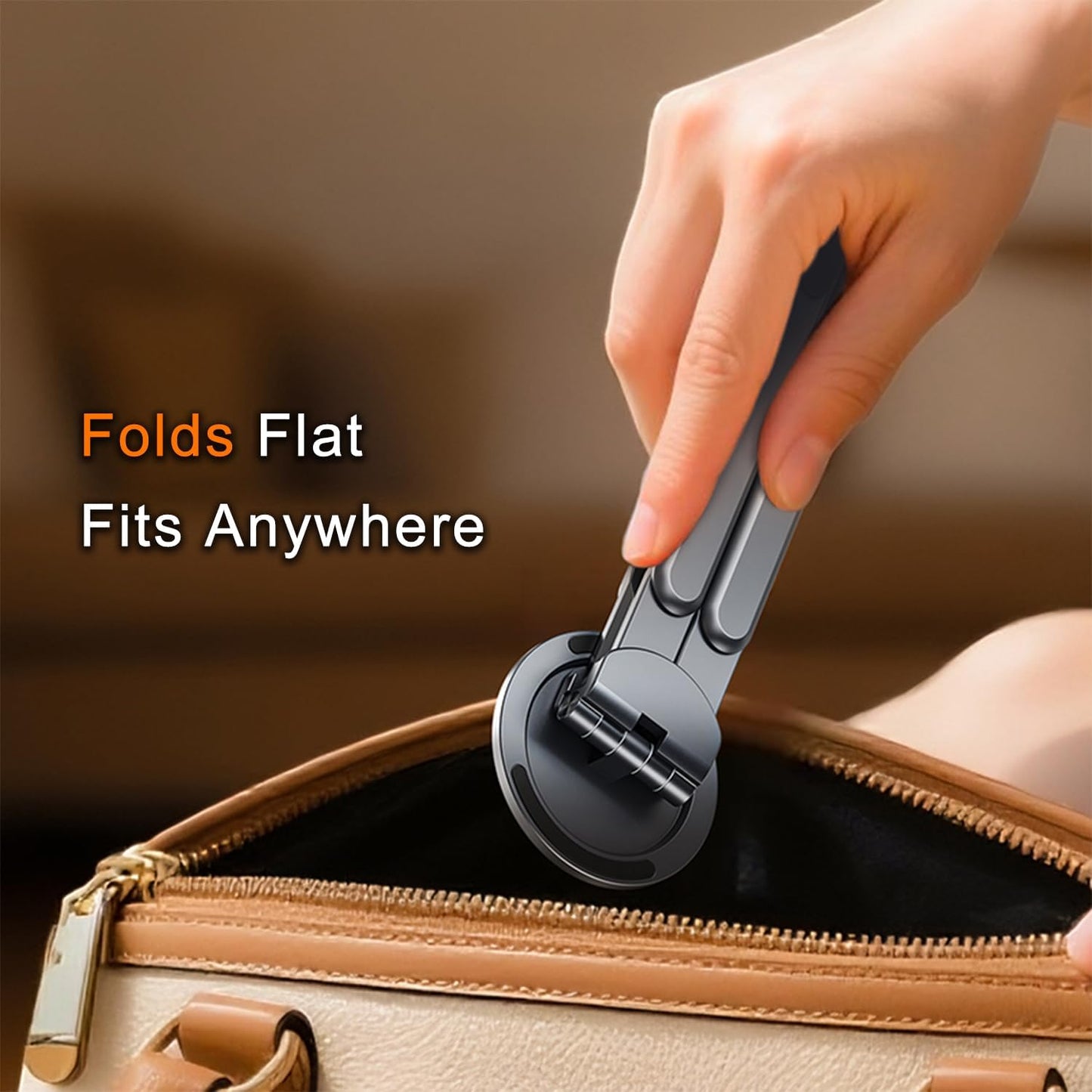 4-In-1 Foldable Laptop Stand, Portable Magnetic Phone Holder | N55 Magnets Magsafe Compatible, Pocket-Sized Tripod Handle for Macbook, Ipad, Travel & Vlog, Adjustable Ergonomic View Mount