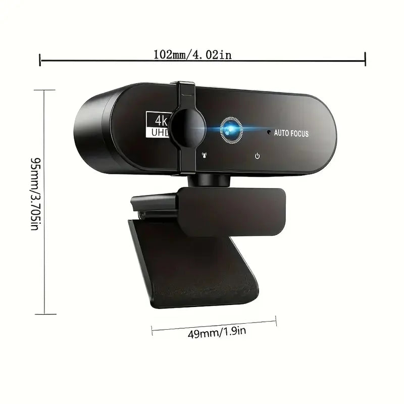4K Webcam (Choose 1080P/4K) – Noise-Canceling Mics, Wide-Angle Lens, Privacy Cover, Autofocus USB Camera for Pc/Laptop Gaming, Streaming, Zoom/Skype, HDR, Low-Light Correction, Plug & Play, USB Computer Webcam, Live Streaming Gadget, Gaming Items