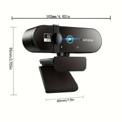 4K Webcam (Choose 1080P/4K) – Noise-Canceling Mics, Wide-Angle Lens, Privacy Cover, Autofocus USB Camera for Pc/Laptop Gaming, Streaming, Zoom/Skype, HDR, Low-Light Correction, Plug & Play, USB Computer Webcam, Live Streaming Gadget, Gaming Items