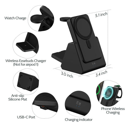 Wireless Charging Station 3 in 1 Portable 5000Mah Power Bank Magsafe for Iphone Apple Watch