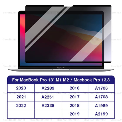 M1 M2 M3 Removable Magnetic Privacy Screen Protector for Macbook Pro Air 13 13.6 14 15.3 16.2 Inch Anti-Spy/Peep Laptop Filter