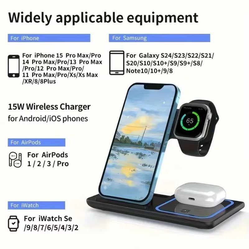 3-In-1 Magnetic Wireless Charger Stand Fast Charging Station for Iphone Watch