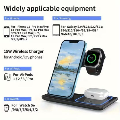 3-In-1 Magnetic Wireless Charger Stand Fast Charging Station for Iphone Watch