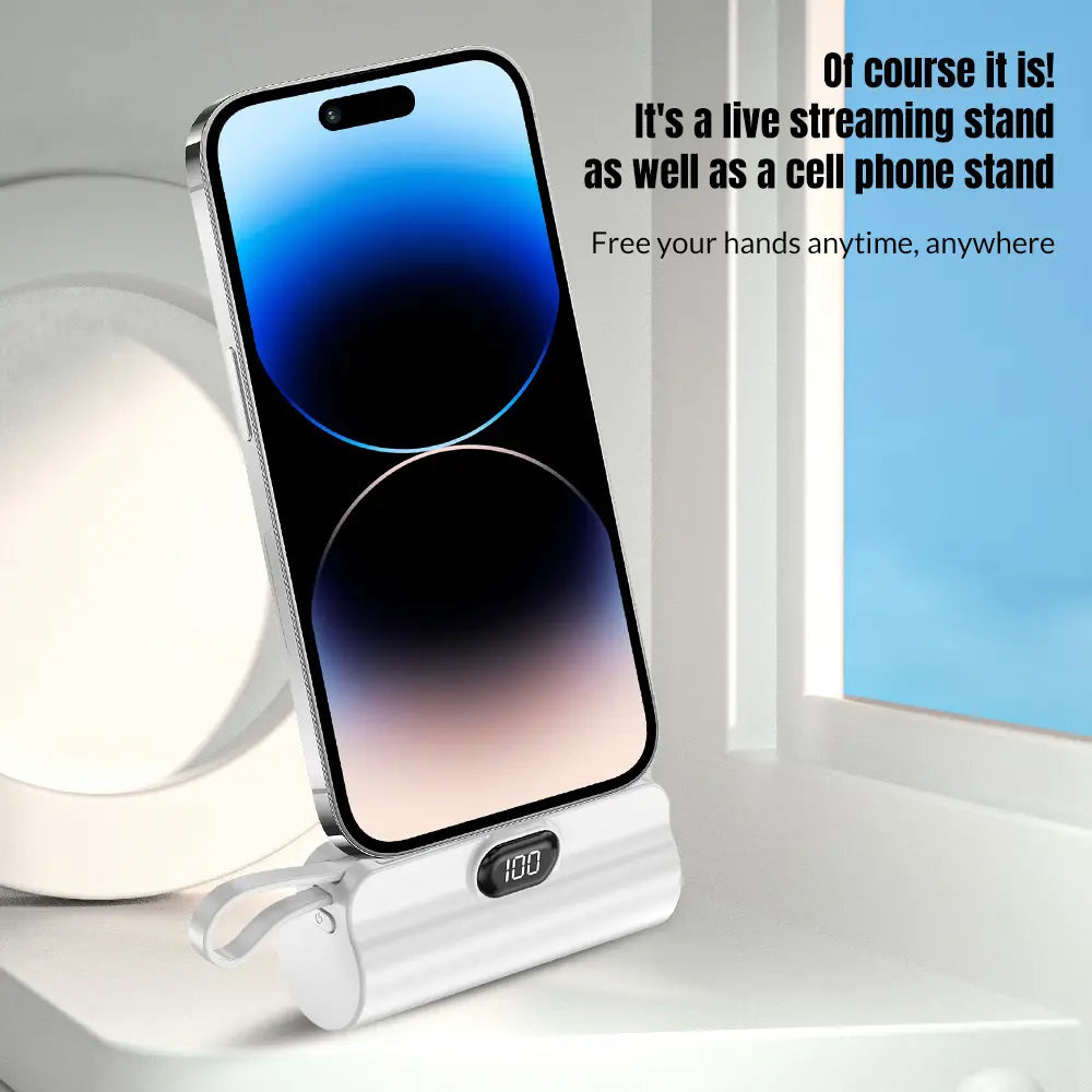 5000Mah Mini Portable Charger – USB-C & Lightning Fast Charging Power Bank with LCD Display, Compact Battery Pack for Phones
